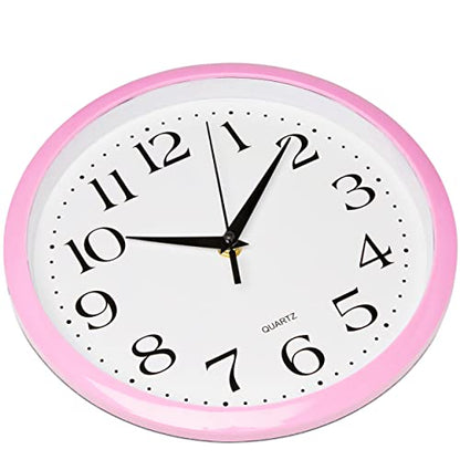 Bernhard Products Light Pink Wall Clock Silent Non Ticking - 10 Inch Quality Quartz Battery Operated Round Easy to Read Home/Kitchen/Office/Classroom/School Clock - color: Light Pink, size: 10 Inch