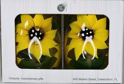 Hand-Painted Sunflower Stemless Wine Glass Set - Rustic Country Farmhouse Decor - Kitchen Gift, Set of 2