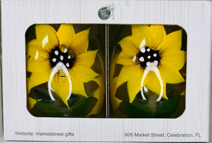 Hand-Painted Sunflower Stemless Wine Glass Set - Rustic Country Farmhouse Decor - Kitchen Gift, Set of 2