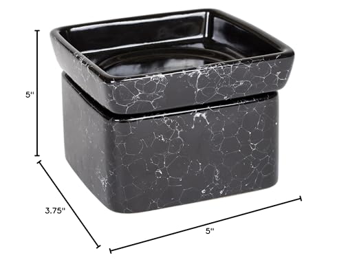 Black Ceramic Stoneware Electric 2-in-1 Tart Wax Oil Candle Warmer (1, Black Marble) - color: Black Marble