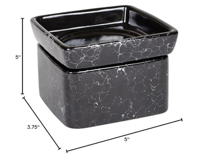 Black Ceramic Stoneware Electric 2-in-1 Tart Wax Oil Candle Warmer (1, Black Marble) - color: Black Marble