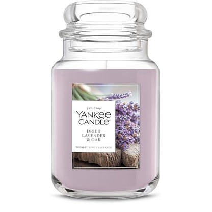 Yankee Candle Dried Lavender & Oak, Scented Candle, 22oz Large Jar with up to 150 Hour Burn Time, Giftable, Birthdays - color: Dried Lavender & Oak, size: Large Jar