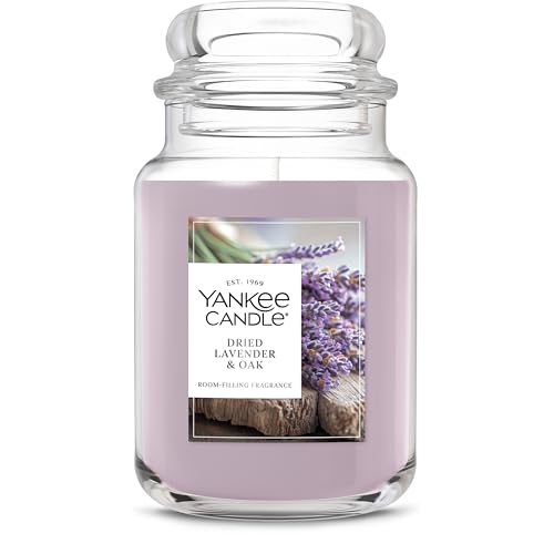 Yankee Candle Dried Lavender & Oak, Scented Candle, 22oz Large Jar with up to 150 Hour Burn Time, Giftable, Birthdays - color: Dried Lavender & Oak, size: Large Jar