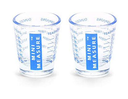 Kolder Mini Measure Heavy Glass, 20-Incremental Measurements Multi-Purpose Liquid and Dry Measuring Shot Glass, Blue, Set of 2 - color: Blue, size: Set of 2