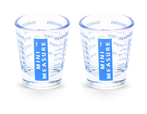 Kolder Mini Measure Heavy Glass, 20-Incremental Measurements Multi-Purpose Liquid and Dry Measuring Shot Glass, Blue, Set of 2 - color: Blue, size: Set of 2