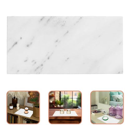 Healeved Natural Marble Vanity Tray 30x15cm, Rectangle Countertop Storage Plate for Bathroom Decor, Cosmetic Organizer and Key Holder Gray White Marbling