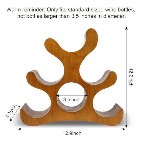 Countertop Wine Rack - 6 Bottle Wooden Wine Rack - Freestanding Wine Bottle Holder Stand - Wine Storage Rack for Cabinet Pantry Bar Kitchen - color: Yellowish Brown