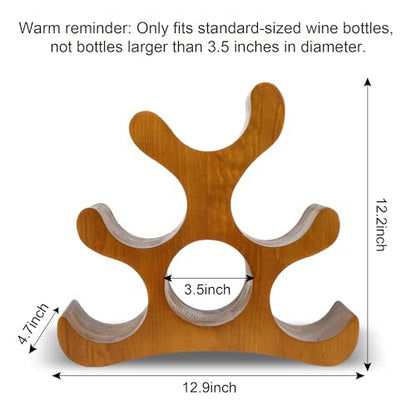 Countertop Wine Rack - 6 Bottle Wooden Wine Rack - Freestanding Wine Bottle Holder Stand - Wine Storage Rack for Cabinet Pantry Bar Kitchen - color: Yellowish Brown