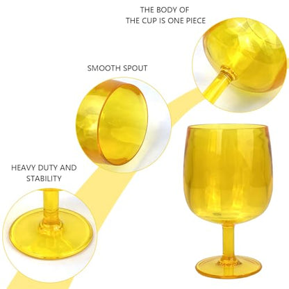Yalin Set of 6 Unbreakable 12 oz Acrylic Plastic Wine and Water Tumbler Stackable Goblets. (Yellow, 12 oz) - color: Yellow, size: 12 oz