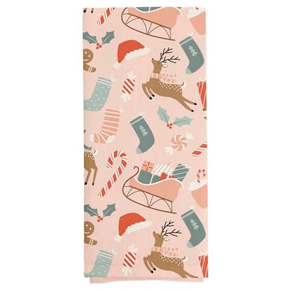 Boston International Dish Towel Set of Two Cotton Tea Towels, 28" x 18", Dancing Deer - color: Dancing Deer