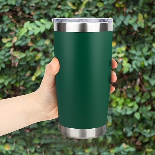 20oz Stainless Steel Tumbler with Lid, Travel Mug - Double Wall Vacuum Powder Coated Cup - Dark Green, 1 Pack - color: Dark Green, size: 1 Pack