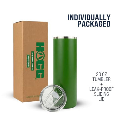 Hogg 20 oz Skinny - Hunter Green, Powder Coated Tumblers for Laser Engraving, Engravable Tumblers Bulk, Stainless Steel Cups Bulk, Insulated Cups with Lids - color: Hunter Green