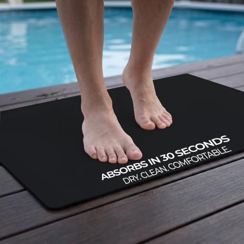 Homergy Bath Mat for Bathroom Non Slip, Quick Dry, 18x28 in, Black | Ultra absorbent, machine washable, mildew resistant shower mat with rubber backing for tub, poolside and outdoor showers - color: Black, size: 18" x 28"