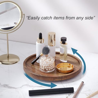 VERTORGAN Lazy Susan Bamboo Organizer for Kitchen,Cabinet(Small) | 360 Rotating Turntable,Spice Rack,Serving Tray,Pantry Vanity Organizer,Countertop Space-Saver - size: 8.6in
