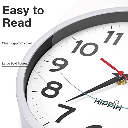 10 Inch Wall Clock, 2Pack Silent Non Ticking Battery Operated Clocks | Silver Analog Clock| Living Room, Office, Classroom, Bedroom, Kitchen, Bathroom| Modern Simple Style| Easy to Read | Accurate - color: Silver, size: 10 inches