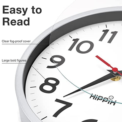 10 Inch Wall Clock, 2Pack Silent Non Ticking Battery Operated Clocks | Silver Analog Clock| Living Room, Office, Classroom, Bedroom, Kitchen, Bathroom| Modern Simple Style| Easy to Read | Accurate - color: Silver, size: 10 inches