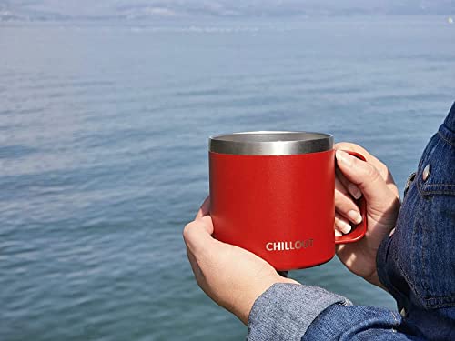 CHILLOUT LIFE Stainless Steel 16 oz Vacuum Insulated Coffee Mug with Handle and Lid, Large Thermal Camping Coffee Mugs with Sliding Lid for Men & Women, Keeps your Beverages Hot/Cold, 2 Pack - color: Cherry Red, size: 16 Ounces - 2 Pack
