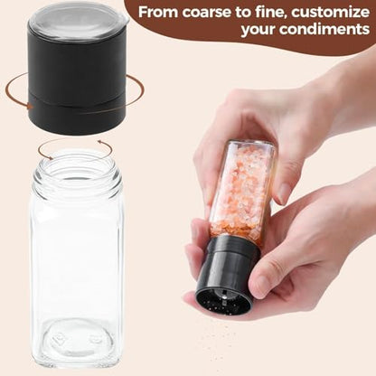 ComSaf 15Pcs 4oz Glass Spice Jars with Shaker Lids, 93 Labels, a Handy Funnel, a Pepper Grinder, Empty Spice Containers and Square Spice Bottles for Kitchen and Seasoning - color: 4oz*15 Metal Lids