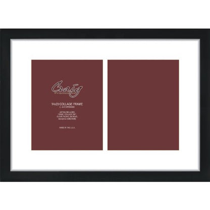 Craig Frames 14x20 Picture Frame, Black Contemporary Style, 1 Inch Wood Composite Moulding, Smooth Wrap Finish, Clear Acrylic Front, White Collage Mat with 2 Openings for 8x10 Photos, Wall Display - color: 2 8x10 Openings - 2" Border