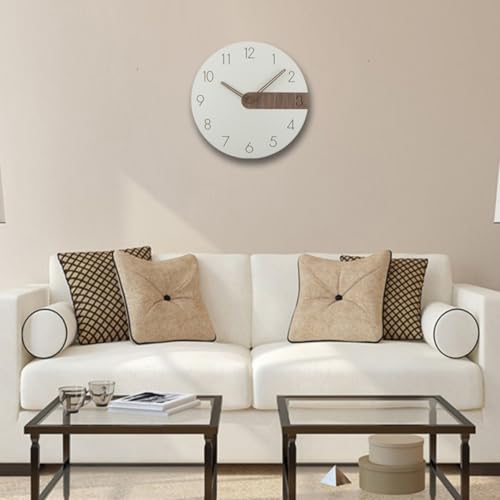 STAHAD Minimalist Wooden Wall Clock Silent Hanging Clock for Living Room and Study Easy to Read Medium Density Fiberboard Wall Decor Without Battery
