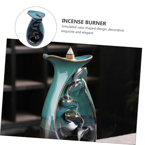 Happyyami Backflow Incense Burner Ceramic Censer Holder Decorative Home Aromatherapy Incense Holder for Meditation and Living Room Desktop Ornament