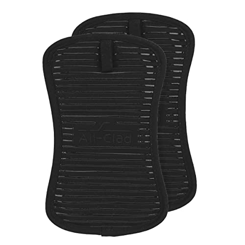 All-Clad Premium Pot Holder & Hot Pad: Heat Resistant to 500 Degrees - 100% Cotton, 10""x6.25"" Hot Pad for Kitchen and Barbeque, (2-Pack), Black - color: Black, size: 2 Pack