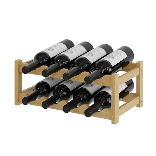 Wine Rack，Bamboo Wine Storage Cabinet Shelf，Countertop Wine Shelf- Freestanding Wine Holder for Kitchen & Pantry (Natural, 2-Tier) - color: Natural, size: 2-tier