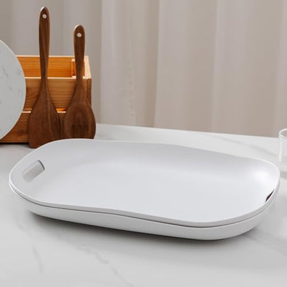 Extra Large Serving Platter, Set of 2, 18.75 x 14.375 x 2 Inch Large Melamine Serving Tray with Handle,Rectangular Serving Trays for Party, Big Turkey Platter, Dishwasher Safe, Matte White - color: Matte White Serving Tray