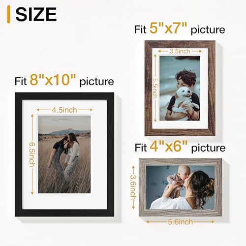 Vittanly 12 Pack Gallery Wall Frame Set, Black, Brown, Dark Grey | Gallery Wall Frame Set: 4pcs 8x10, 4pcs 5x7 & 4pcs 4x6 Photos for Wall & Table, Picture Frames made of Engineered Wood - color: Black & Brown & Dark Grey