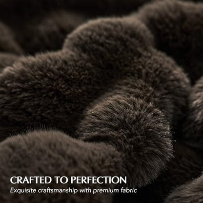 Faux Rabbit Fur Bubble Throw Blanket, 50"x60", Dark Brown | Ultra Soft, Luxury Faux Rabbit Fur Throw, Thick Warm Bubble Blanket, Cozy Fluffy Reversible, for Bed, Couch, Chair, Sofa - color: Dark Brown, size: 50"x60"