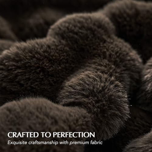 Faux Rabbit Fur Bubble Throw Blanket, 60"x80", Dark Brown | Ultra Soft, Luxury Faux Rabbit Fur Throw, Thick Warm Bubble Blanket, Cozy Fluffy Reversible, for Bed, Couch, Chair, Sofa - color: Dark Brown, size: 60"x80"