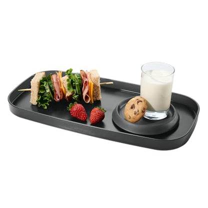 madesmart Dipware Appetizer Plate, Carbon | removable bowl, smooth finish, kits plate, sturdy, party snacks, woman owned - color: Translucent Carbon, size: Small