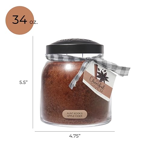 A Cheerful Giver — Aunt Kook's Apple Cider - 34oz Papa Scented Candle Jar with Lid - Keepers of the Light - 155 Hours of Burn Time, Gift for Women, Brown - size: 34oz