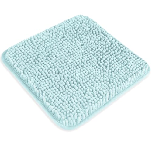 Small Bathroom Rug 12"x12" – Washable and Absorbent Mini Bath Mat, Non Slip, Thick Soft Chenille Bath Rugs for Bathroom, Shower, Locker Rug(Aqua) - color: Aqua, size: 12"x12"