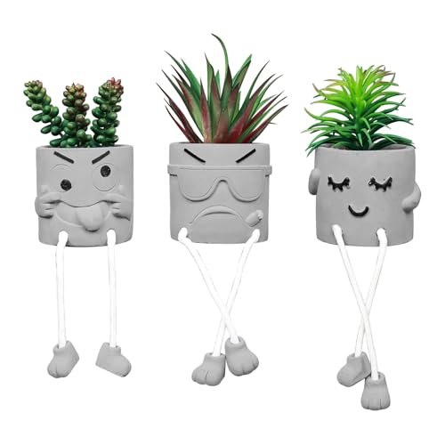 Zerzsy 3 Pack Faux Plants Small Artificial Succulents, Fake Plant Modern Farmhouse Decor, Mini Plants Succulent Pots Bathroom Decor, Office Desk Accessories - color: 3 Pcs Set/a