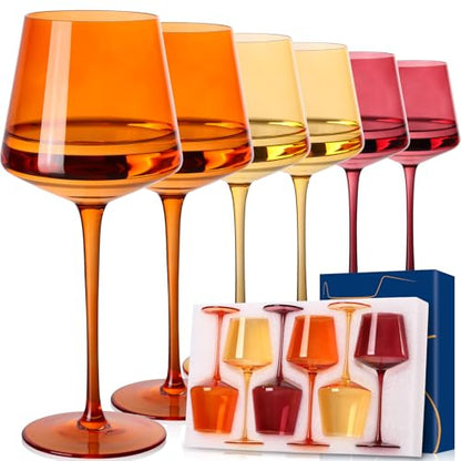 Venus Wine Glasses Set of 6-18oz【Hand Blown】 Crystal Melanin Wine Glasses with Stem- Wedding gift set for wine lovers Red White Wine Dinner - color: Venus