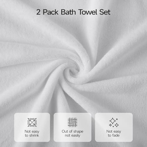 ecolook Ultra Soft 6-Piece Towel Set, 100% Cotton | Lighter Weight, Quick Dry, Highly Absorbent, 2 Bath, 2 Hand, 2 Washcloths, Perfect for Bathroom, White - color: White