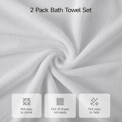 ecolook Ultra Soft 6-Piece Towel Set, 100% Cotton | Lighter Weight, Quick Dry, Highly Absorbent, 2 Bath, 2 Hand, 2 Washcloths, Perfect for Bathroom, White - color: White
