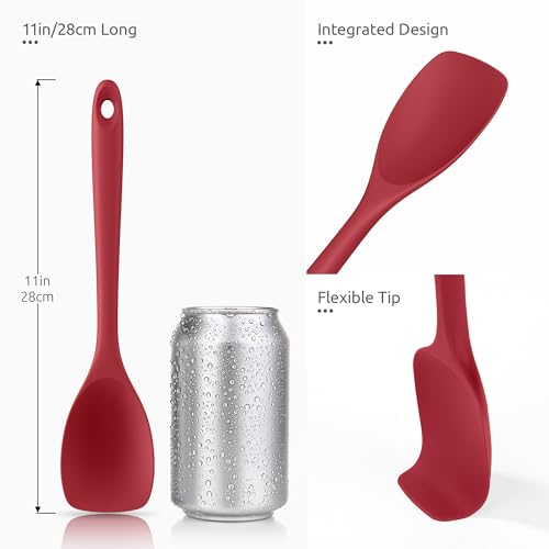 U-Taste 600ºF High Heat 9in Silicone Kitchen Tong and 600ºF Heat Resistat Spatula Spoon Flexible Silicone Cooking Scoop Spoonula (Red)