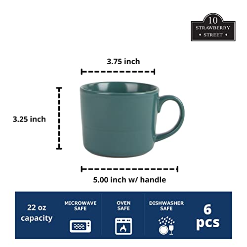 Double Line 3.75"/12 oz Mug, Set of 6, Emerald Green - color: Emerald Green, size: 12 Ounces