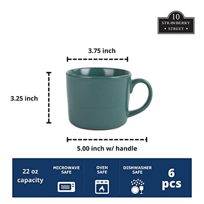 Double Line 3.75"/12 oz Mug, Set of 6, Emerald Green - color: Emerald Green, size: 12 Ounces
