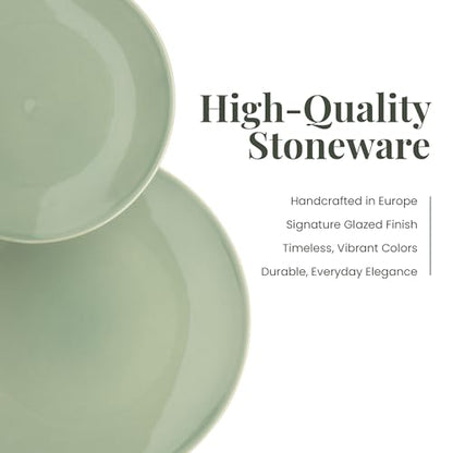 Larder & Vine Stoneware Dinnerware Set, 16 Piece, 4 Place Settings, Made in Portugal, Sage - color: Sage