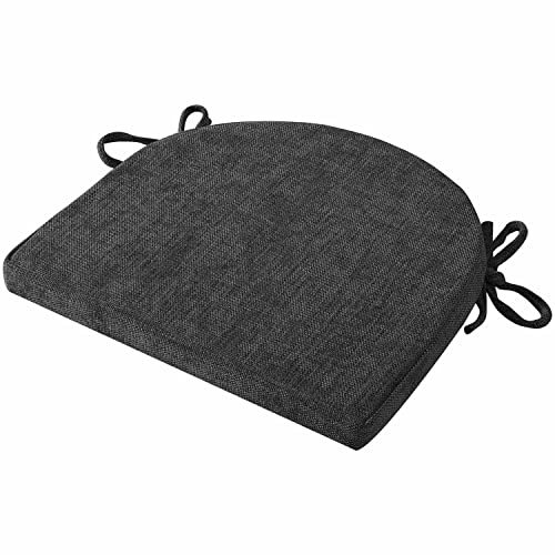Sweet Home Collection Chair Cushions 100% High Density Memory Foam Pads U Shaped 17" x 16"Non Slip Skid Rubber Back Seat Cover,Black(Pack of 1, 12 Count Total) - color: Black, size: 12 Count (Pack of 1)