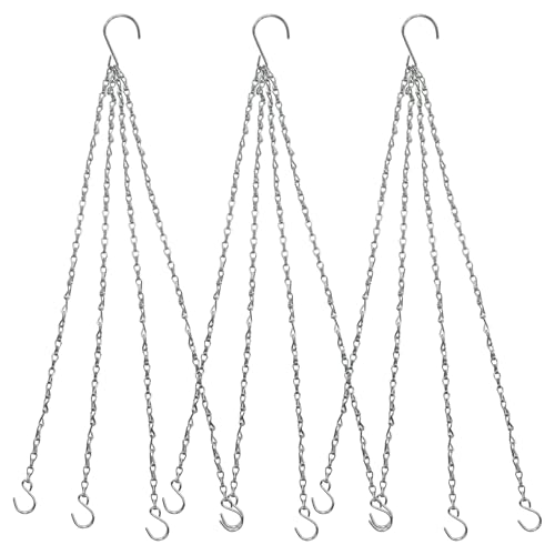 Zorfeter Hanging Chains, Plant Hangers, Silver, 3 Pack, 23 Inch | Replacement Hooks, Flower Pot Chains, For Planters/Bird Feeders and Lanterns