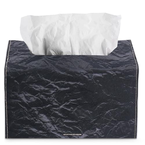 Hand Towels Box Cover,PU Leather Tissue Box Cover Holder Compatible with Kleenex Disposable Paper Hand Towels Suitable for Dining,Kitchen,Bathroom(1-Black) - color: 1-black
