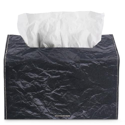 Hand Towels Box Cover,PU Leather Tissue Box Cover Holder Compatible with Kleenex Disposable Paper Hand Towels Suitable for Dining,Kitchen,Bathroom(1-Black) - color: 1-black
