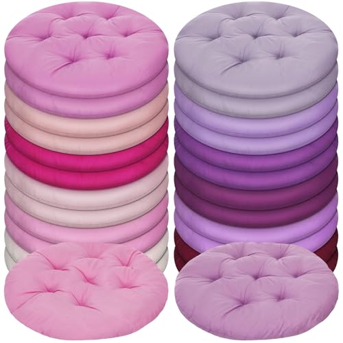 Tinideya 24 Pcs Round Floor Cushions Floor Pillows Meditation Seat Pillows Flexible Seating for Adults Kids, Chair Cushions for Classroom, Nursery, Living Room, Yoga(Medium 15.7 Inch,Pink-Purple) - color: Pink-purple, size: Medium 15.7 Inch