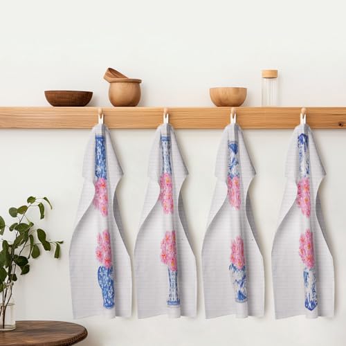 Chinoiserie Waffle Weave Kitchen Towels - Blue and White Decor Set of 4 (1624 Inches) - color: Chinoiserie-9