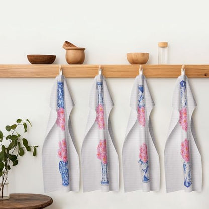 Chinoiserie Waffle Weave Kitchen Towels - Blue and White Decor Set of 4 (1624 Inches) - color: Chinoiserie-9