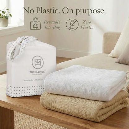 Threadmill Luxury Cotton Blankets for Queen Size Bed | All-Season 100% Cotton Queen Size Blanket | Aster Jacquard Cozy Lightweight, Soft Breathable Coverlet fits Full Size Bed, 90x92 | Scottish Grey | 100% Cotton, Jacquard Pattern, 90x92 in, Breathable, A
